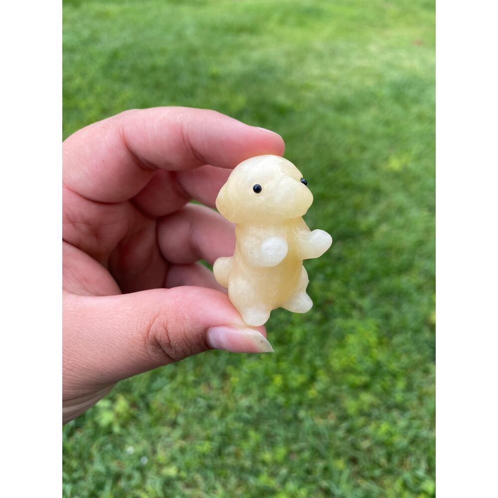 Puppy Crystal Carving - Yellow Calcite